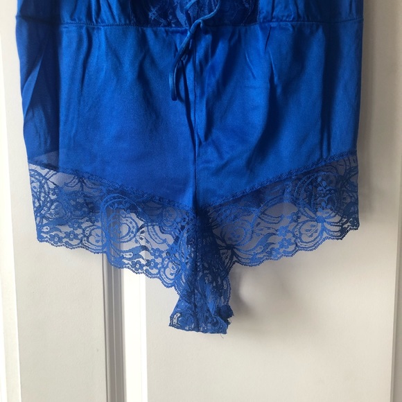 Vintage Royal Blue Lacy Nylon Teddy - Picture 6 of 8